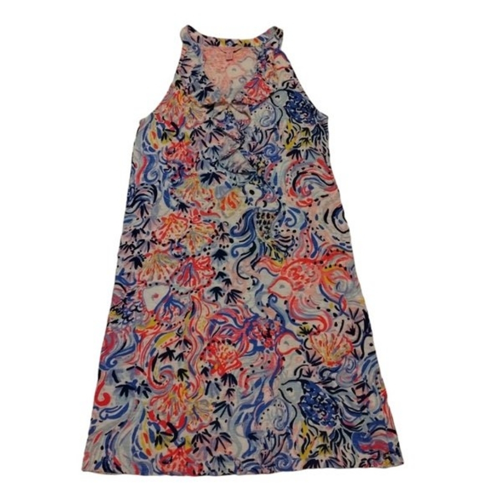 Lilly Pulitzer Shay So Sofishticated Ruffle Halter Dress Size XS‎ Split Neckline